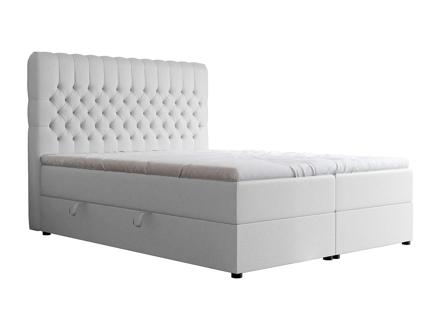 Lit continental rembourré avec matelas, blanc  - 200x200