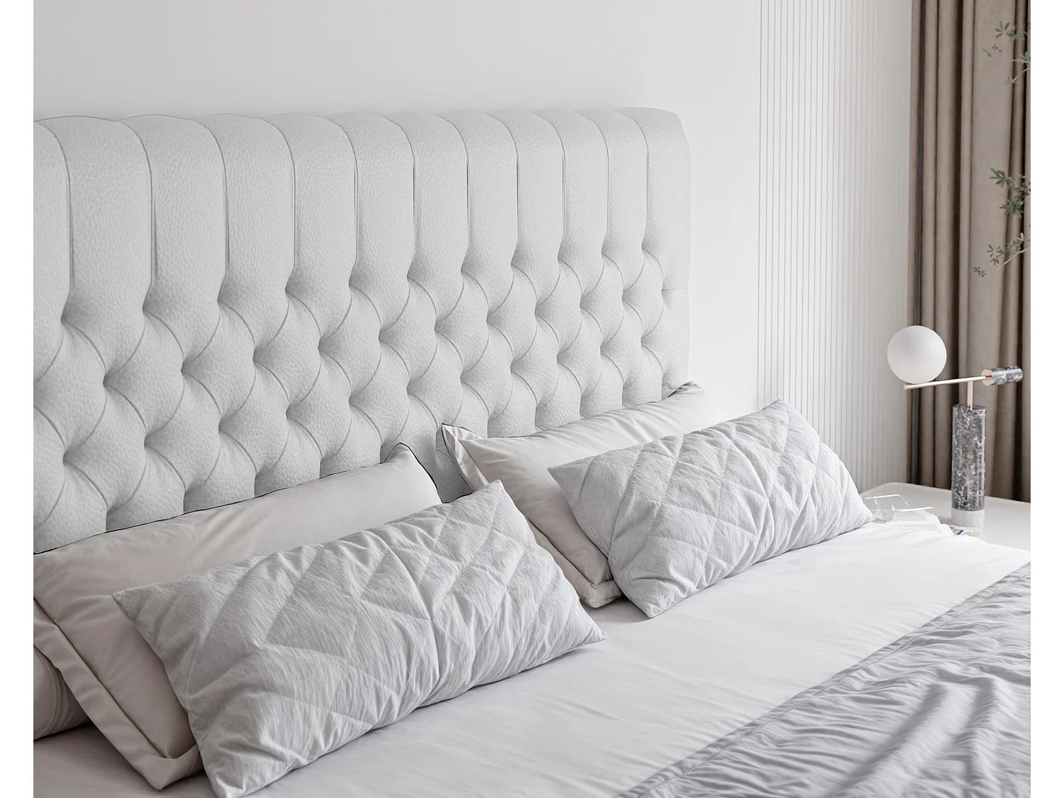 Lit continental rembourré avec matelas, blanc  - 200x200