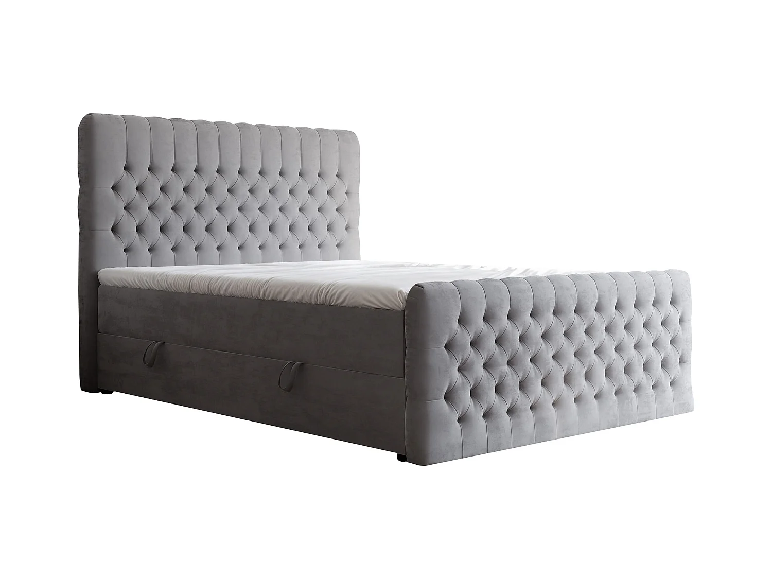 Lit continental rembourré avec matelas, gris clair - 200x200