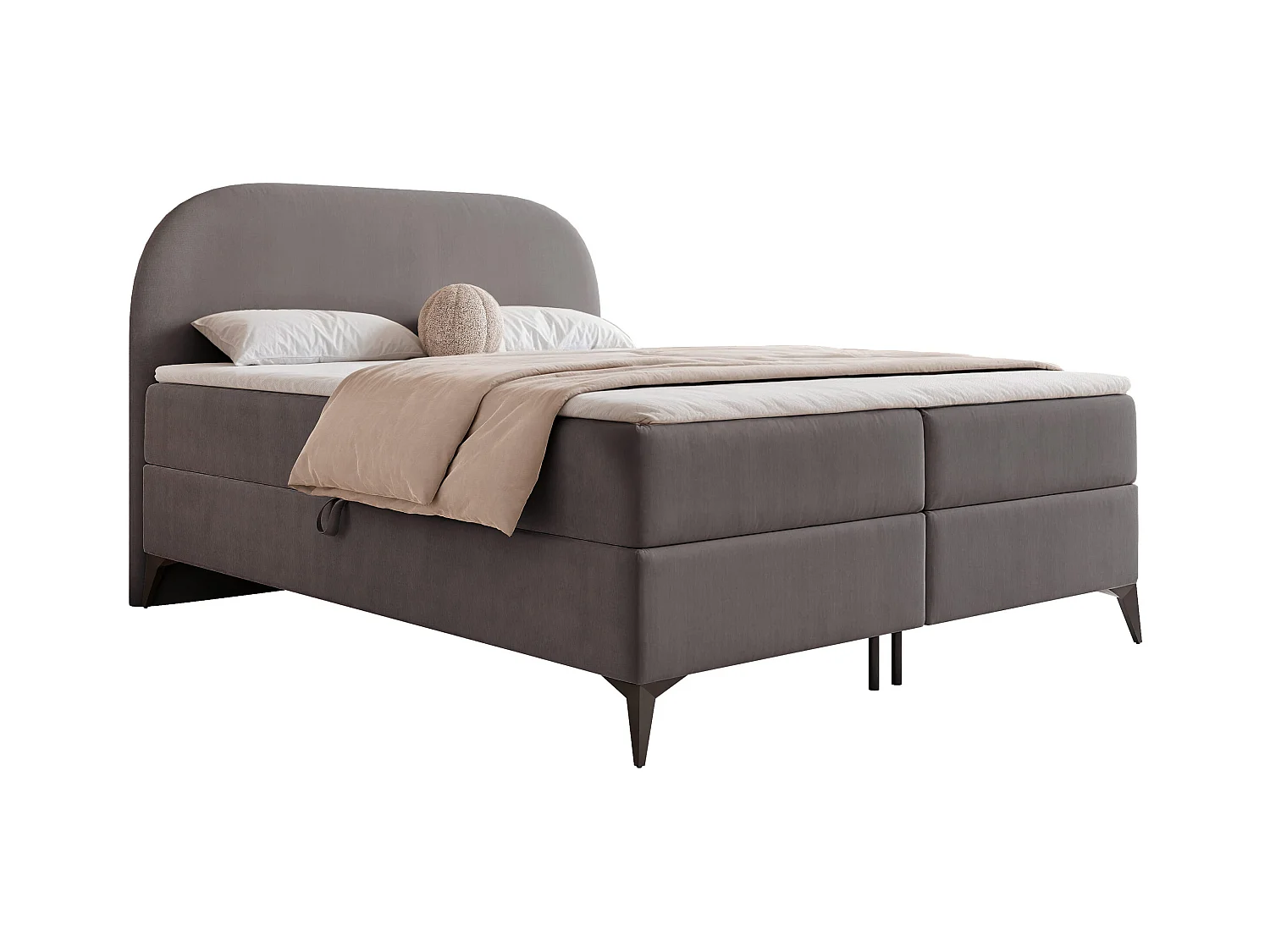 Lit continental rembourré sur pieds avec surmatelas, gris anthracite - 160x200 - NOELIA