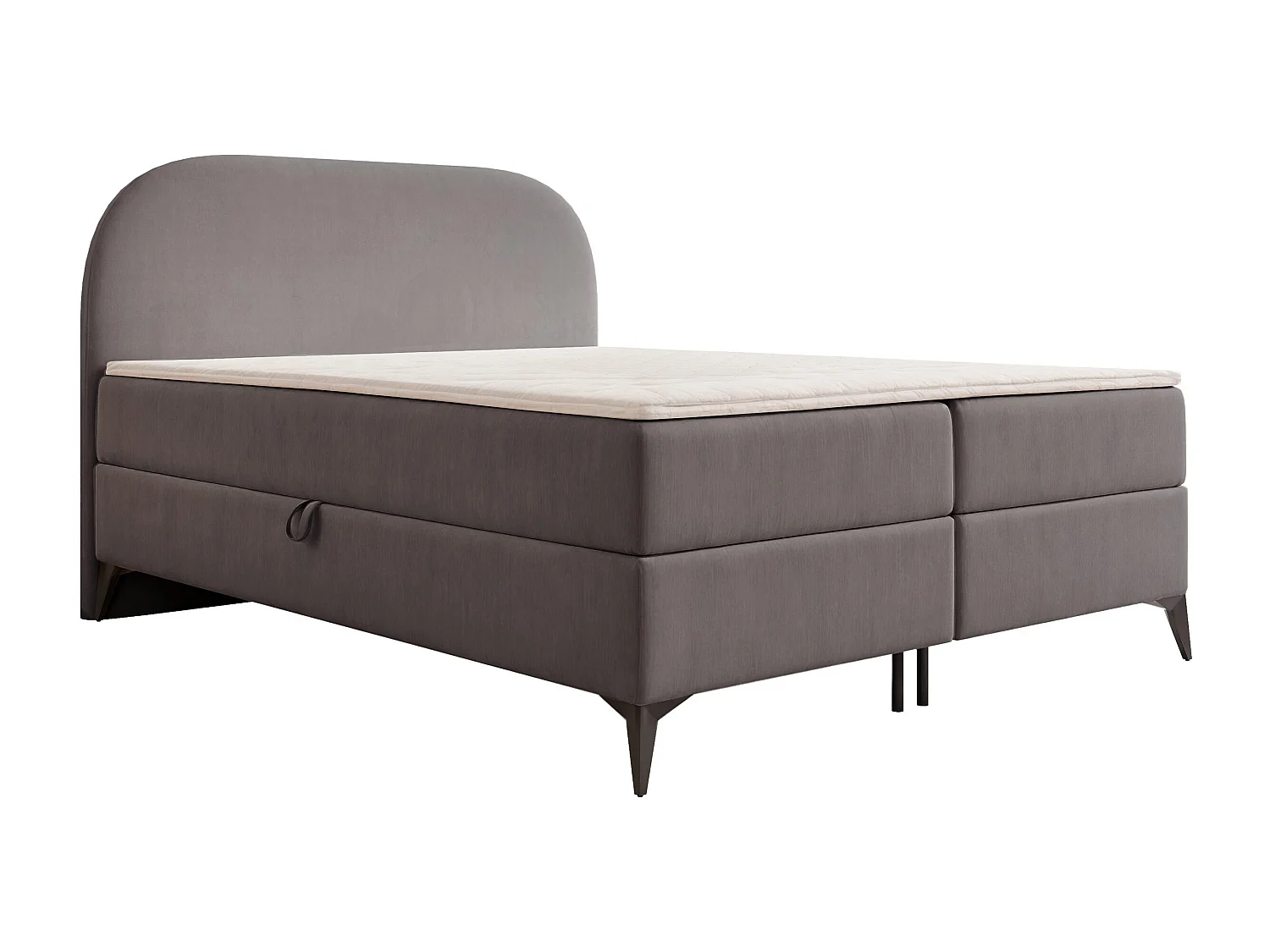 Lit continental rembourré sur pieds avec surmatelas, gris anthracite - 160x200 - NOELIA