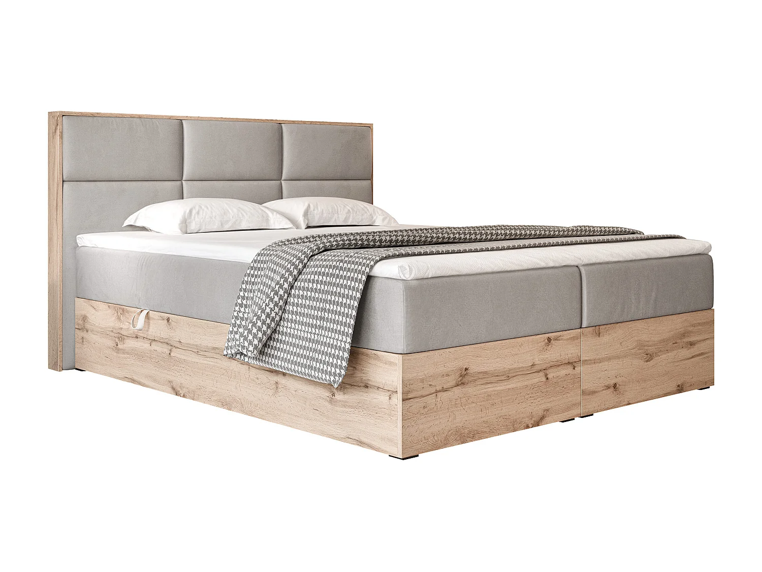 Lit continental rembourré avec surmatelas, gris clair - 120x200 - LAVIO