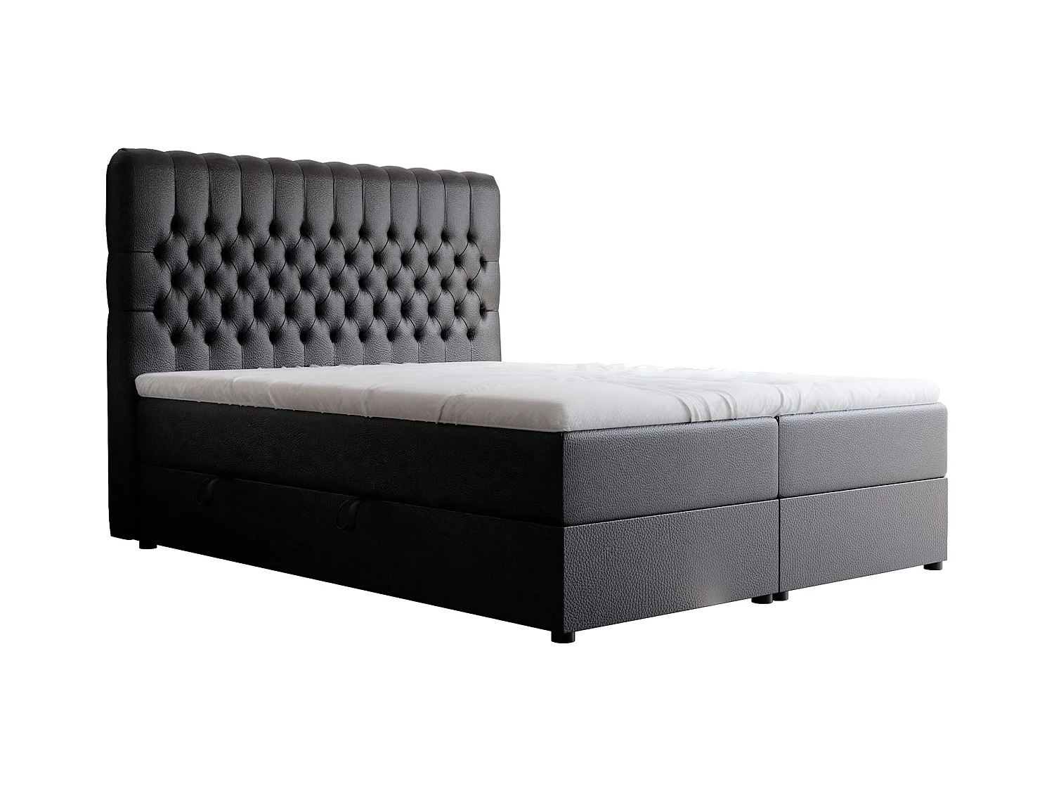 Lit continental rembourré avec matelas, noir  - 120x200