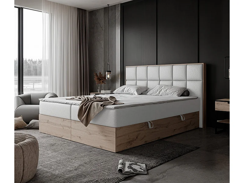 Lit continental rembourré avec surmatelas, blanc  - 180x200 - LAVIO II