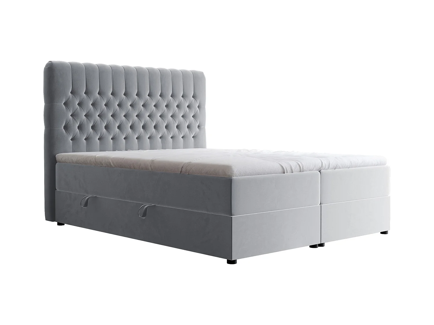 Lit continental rembourré avec matelas, gris - 180x200