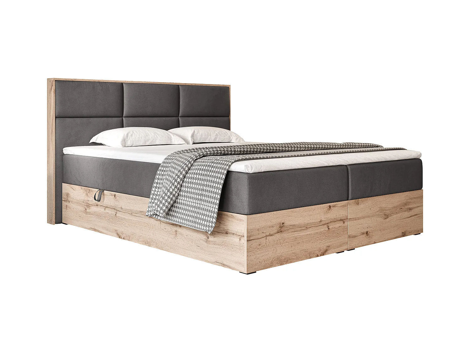 Lit continental rembourré avec surmatelas, gris anthracite - 160x200 - LAVIO