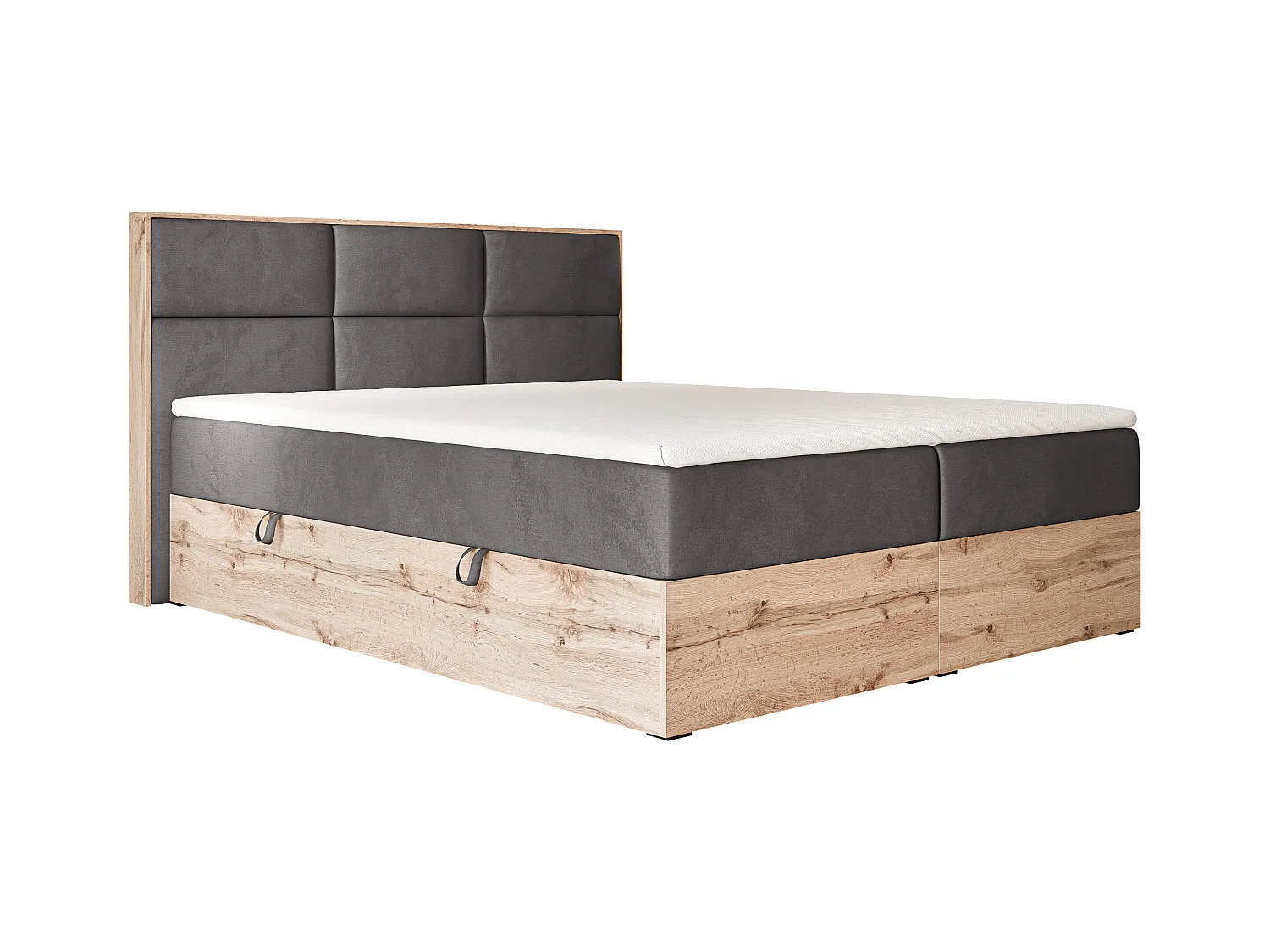Lit continental rembourré avec surmatelas, gris anthracite - 160x200 - LAVIO