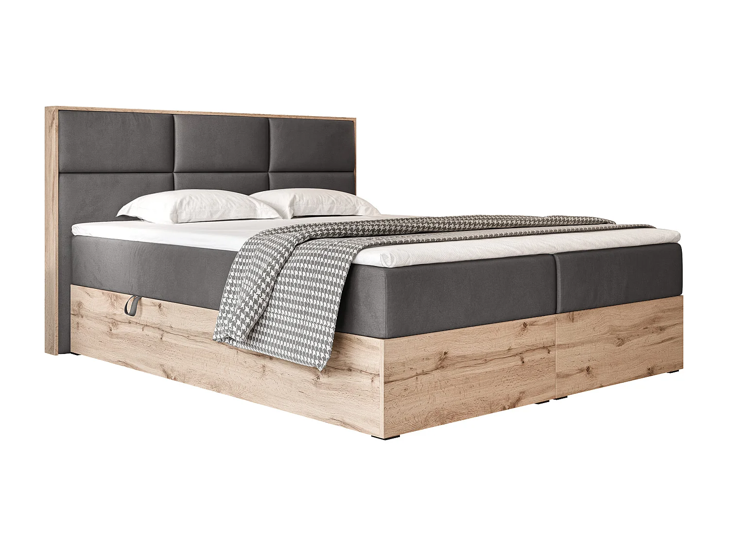 Lit continental rembourré avec surmatelas, gris anthracite - 160x200 - LAVIO