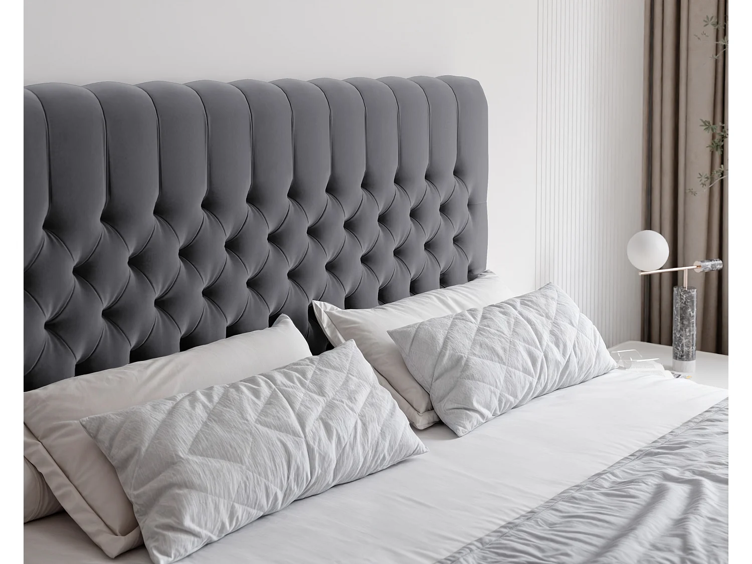 Lit continental rembourré avec matelas, gris anthracite - 120x200