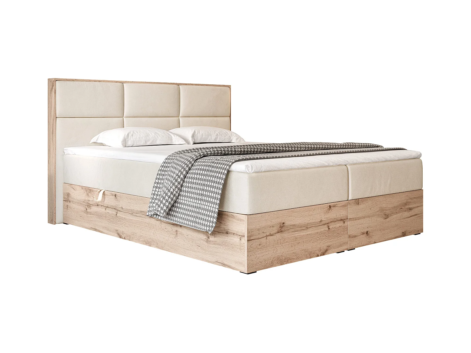 Lit continental rembourré avec surmatelas, beige - 120x200 - LAVIO