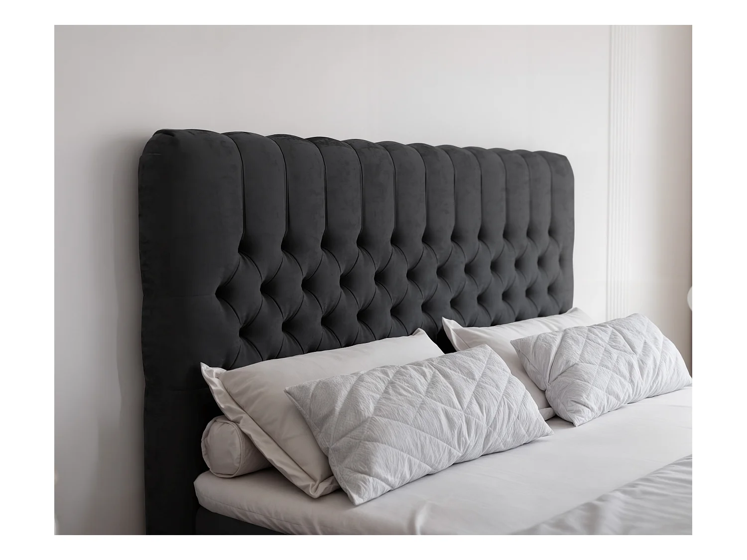 Lit continental rembourré avec matelas, noir - 200x200