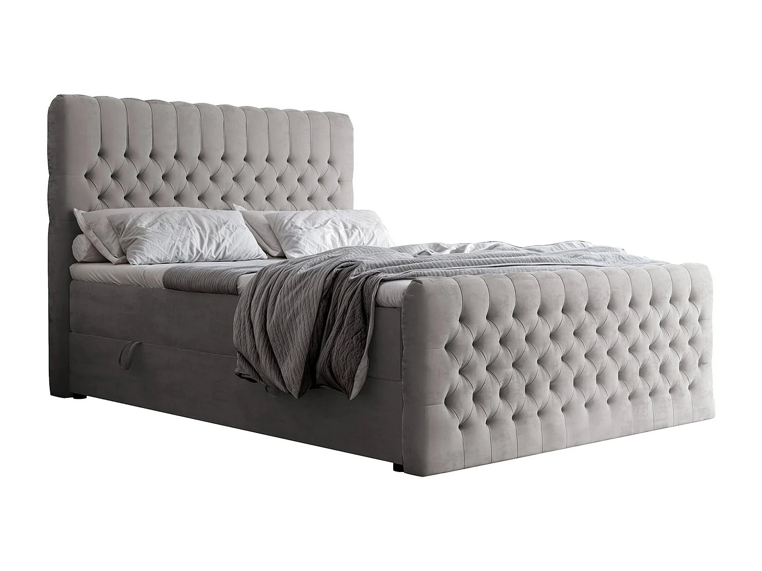 Lit continental rembourré avec matelas, gris - 120x200