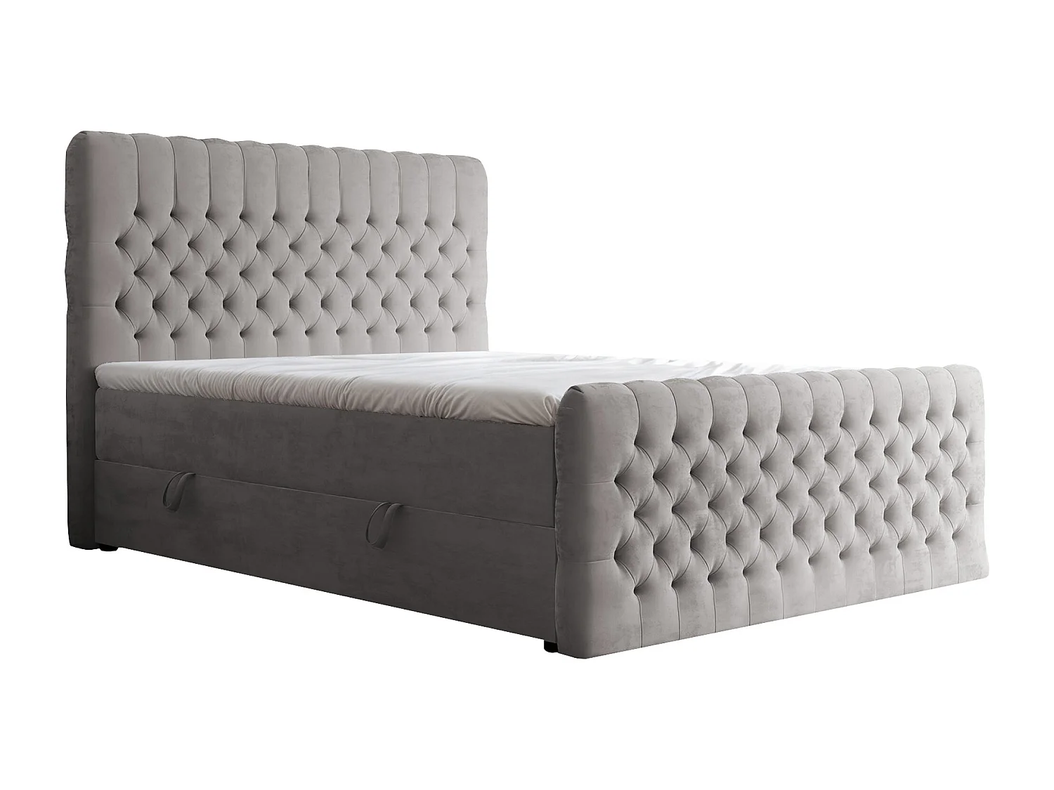 Lit continental rembourré avec matelas, gris - 120x200