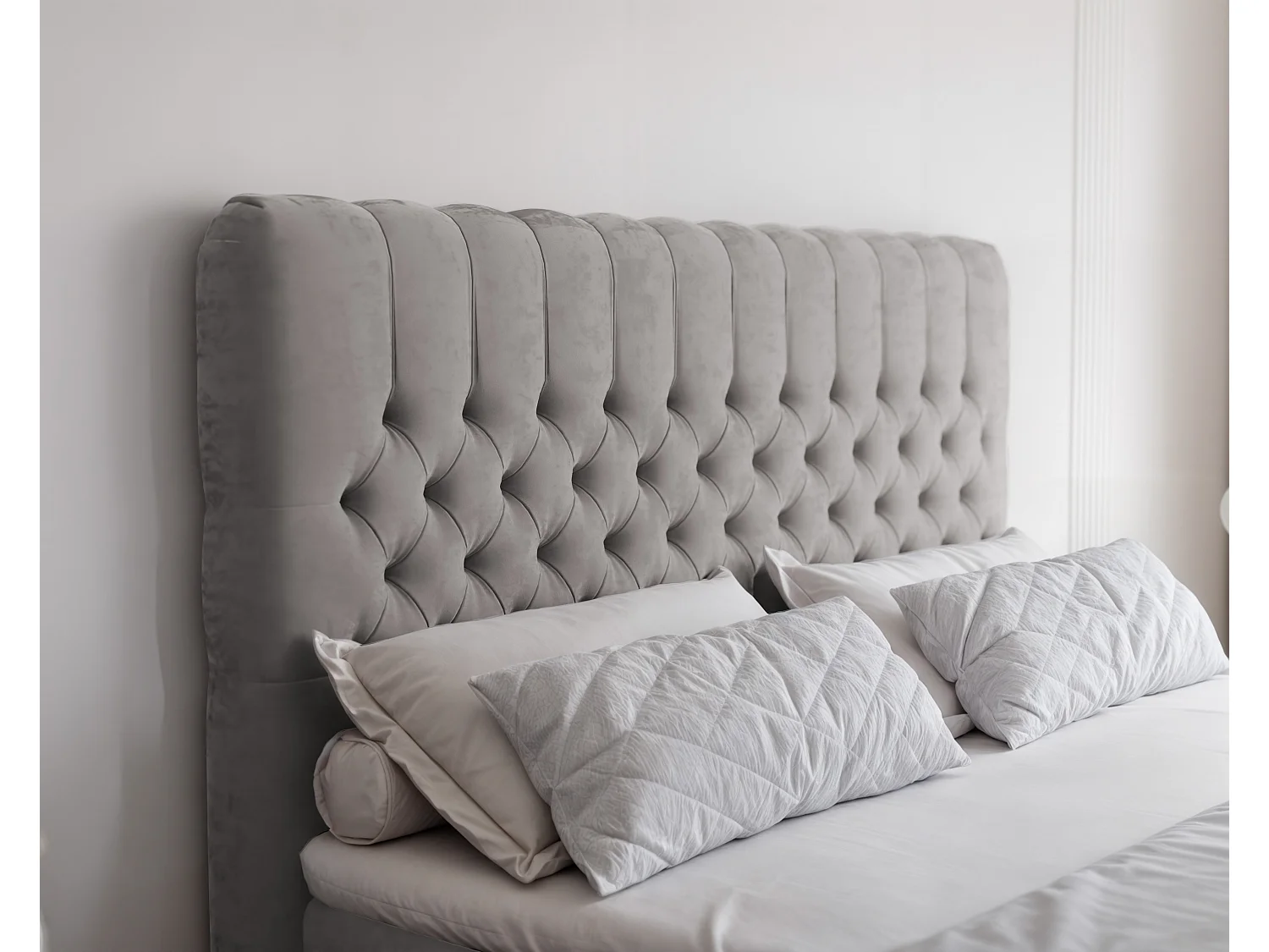 Lit continental rembourré avec matelas, gris - 120x200