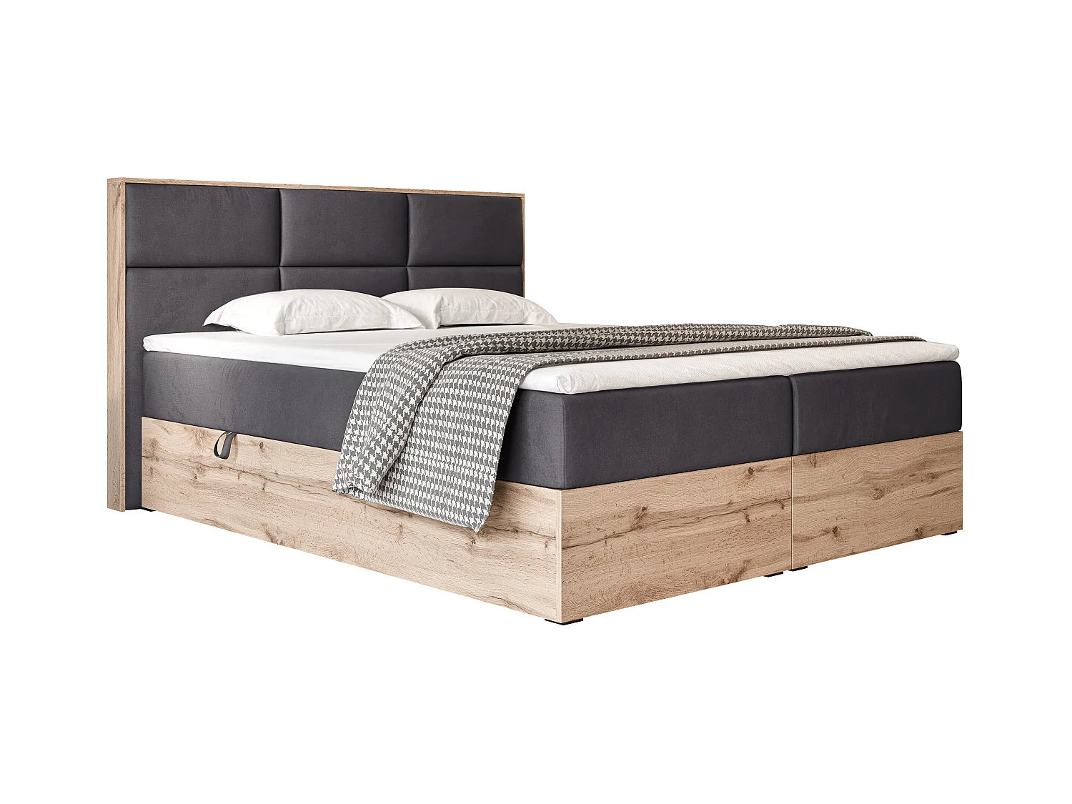 Lit continental rembourré avec surmatelas, gris anthracite - 180x200 - LAVIO