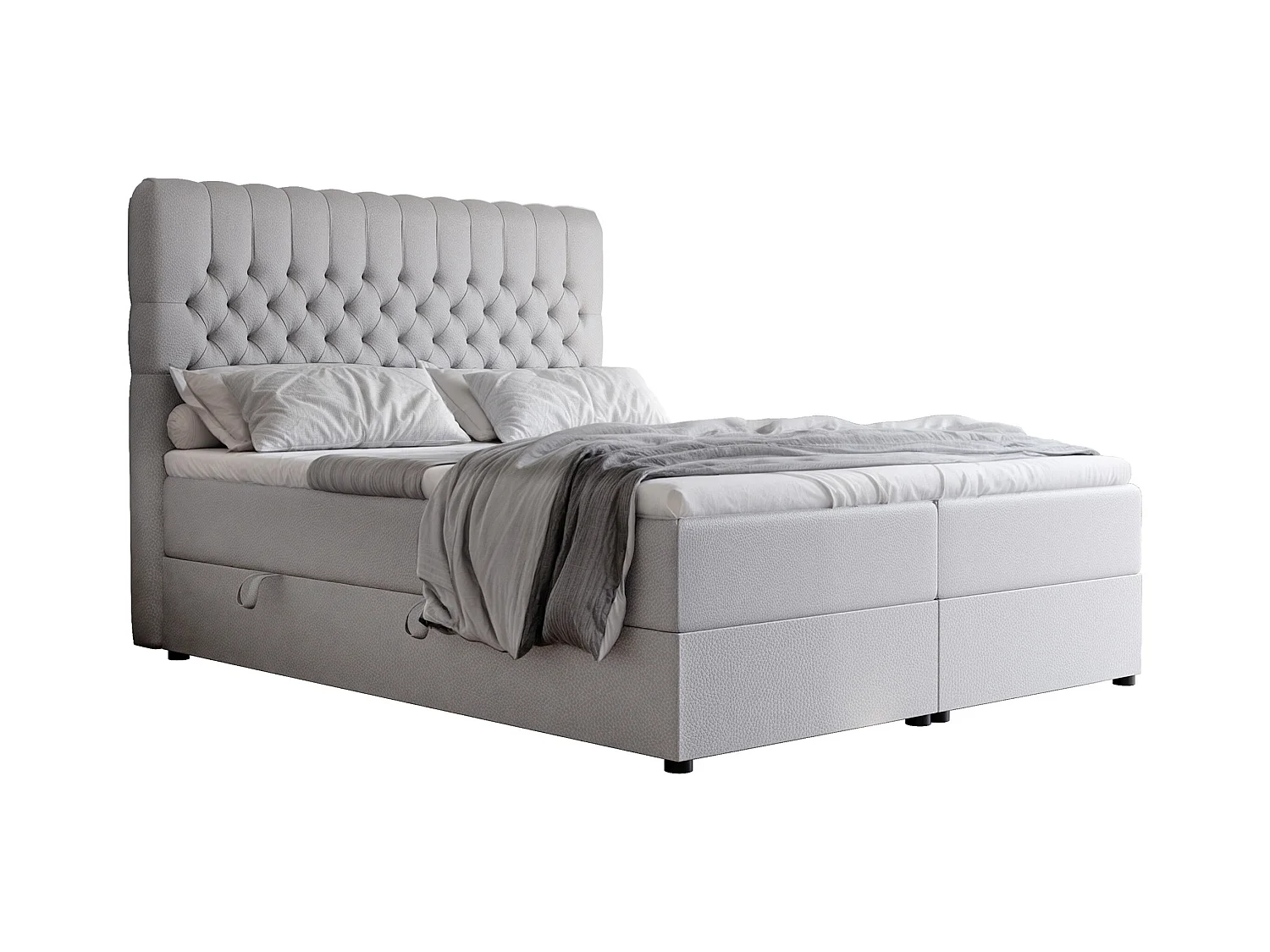 Lit continental rembourré avec matelas, gris  - 120x200