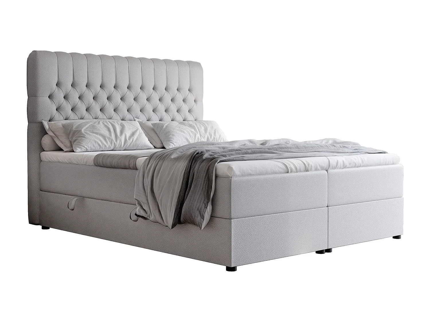 Lit continental rembourré avec matelas, gris  - 120x200