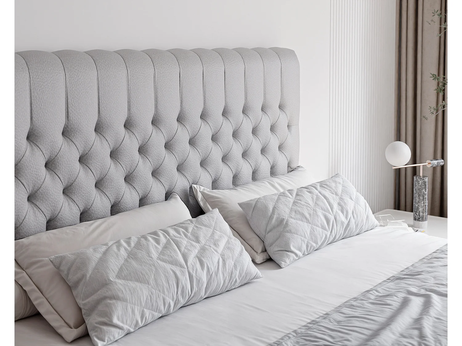 Lit continental rembourré avec matelas, gris  - 120x200