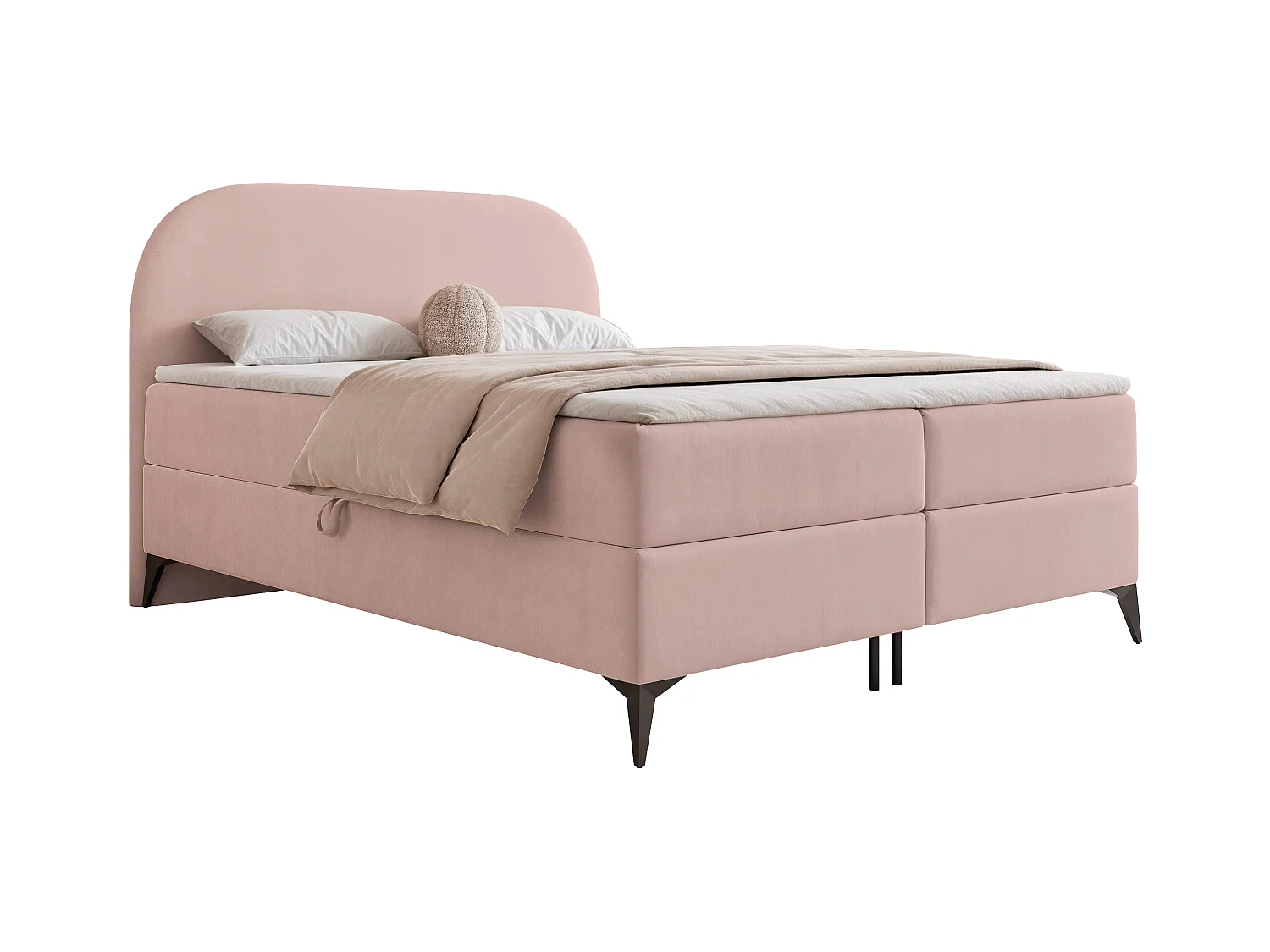 Lit continental rembourré sur pieds avec surmatelas, rose poudré - 180x200 - NOELIA