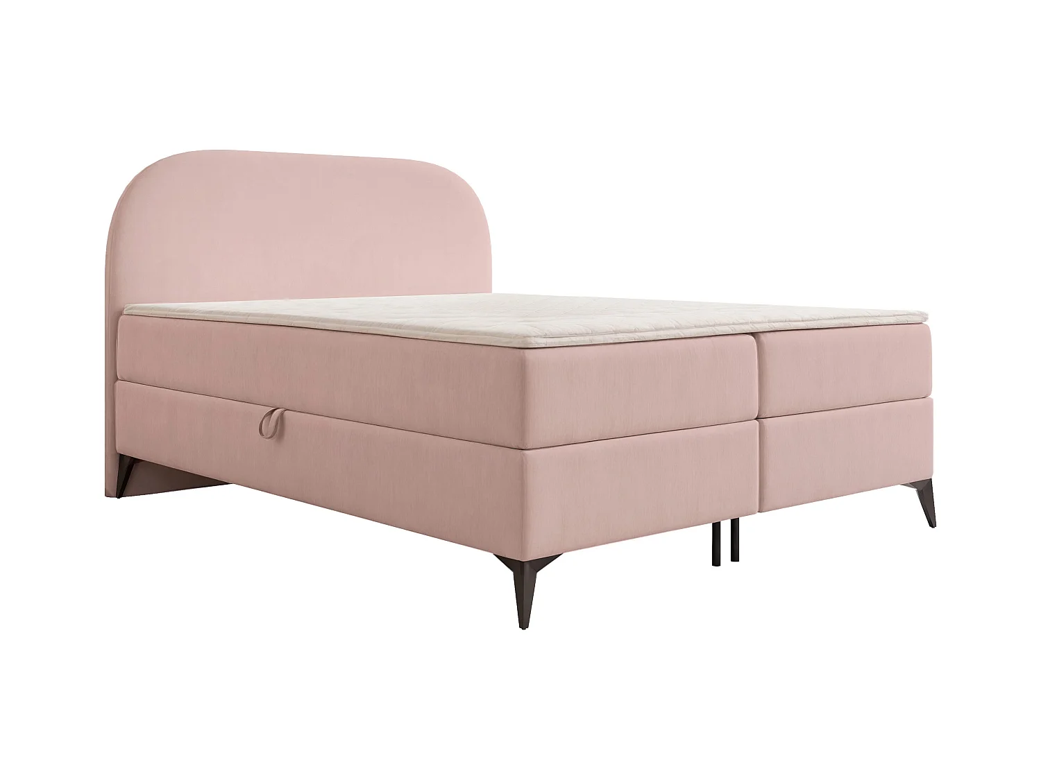 Lit continental rembourré sur pieds avec surmatelas, rose poudré - 180x200 - NOELIA