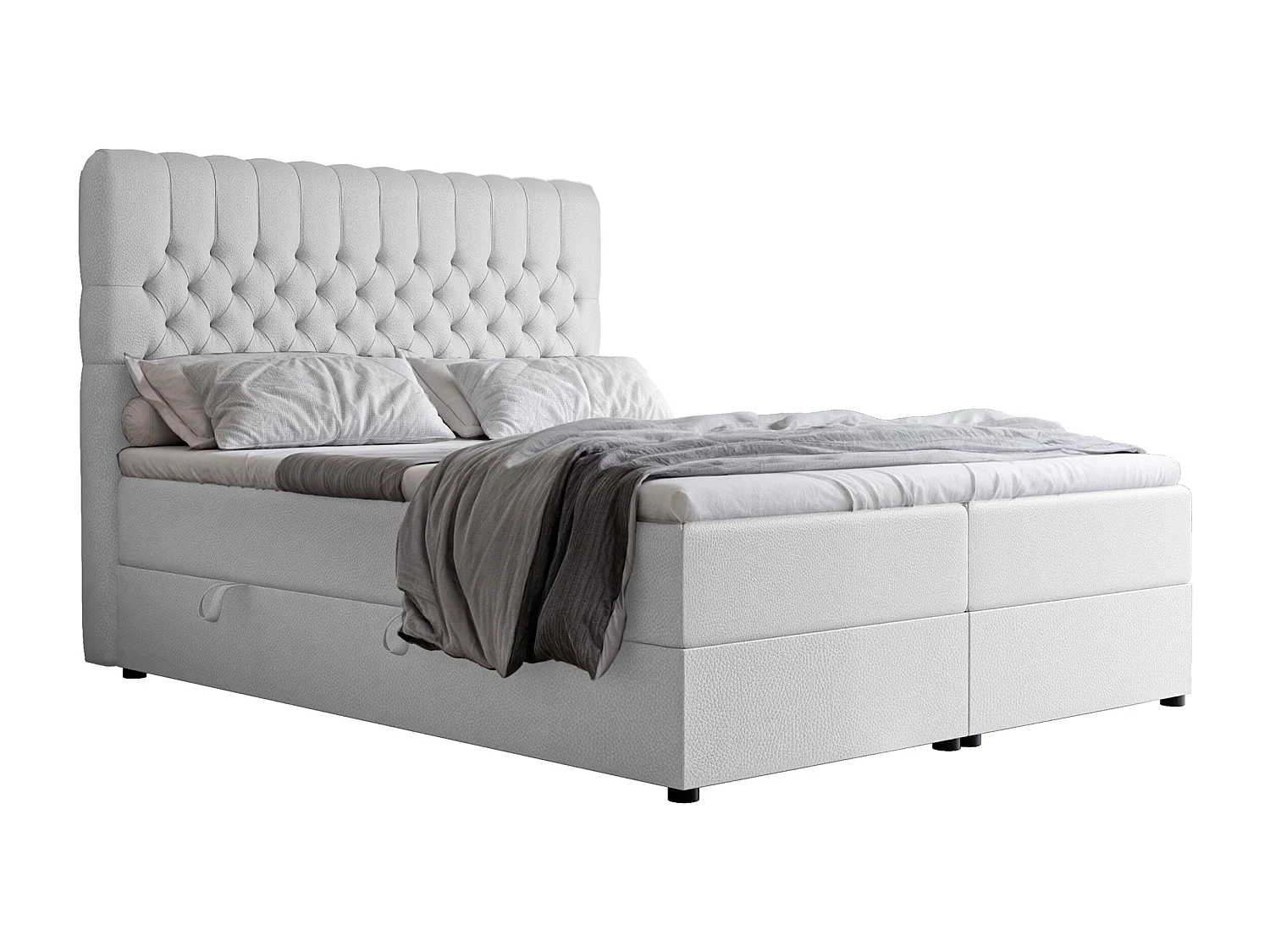 Lit continental rembourré avec matelas, blanc  - 140x200