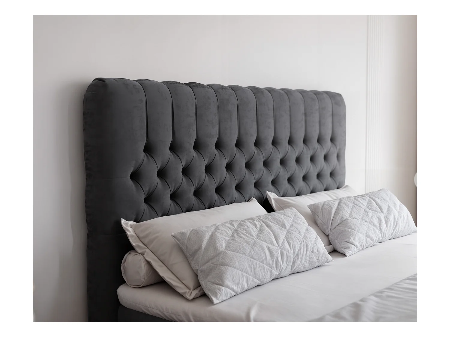 Lit continental rembourré avec matelas, gris anthracite - 200x200