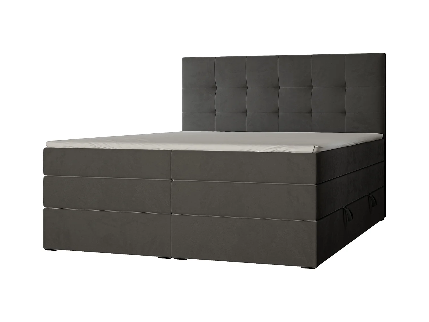 Lit continental rembourré avec surmatelas, gris anthracite - 200x200 - AZARIO