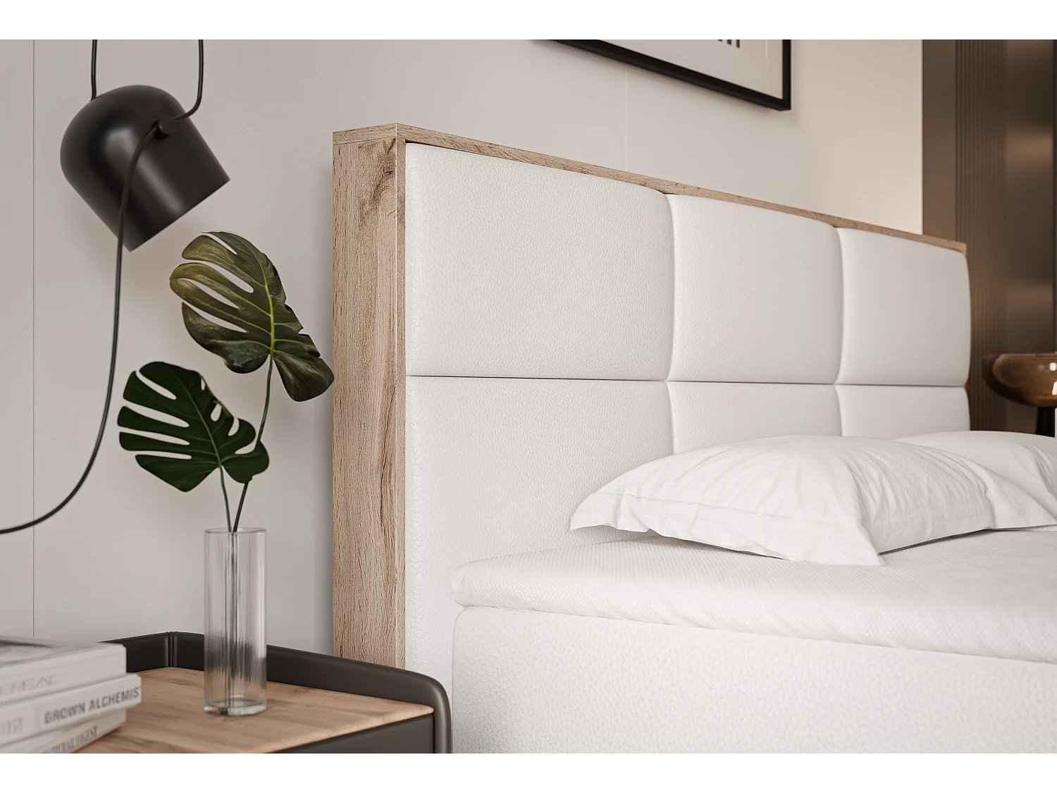 Lit continental rembourré avec surmatelas, blanc  - 120x200 - LAVIO