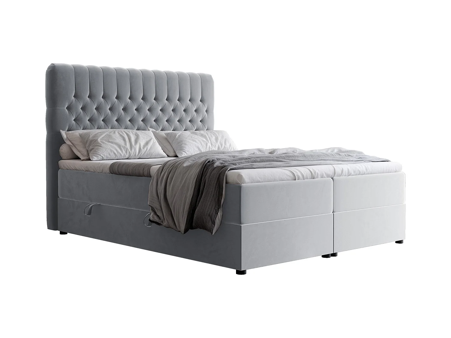 Lit continental rembourré avec matelas, gris - 200x200