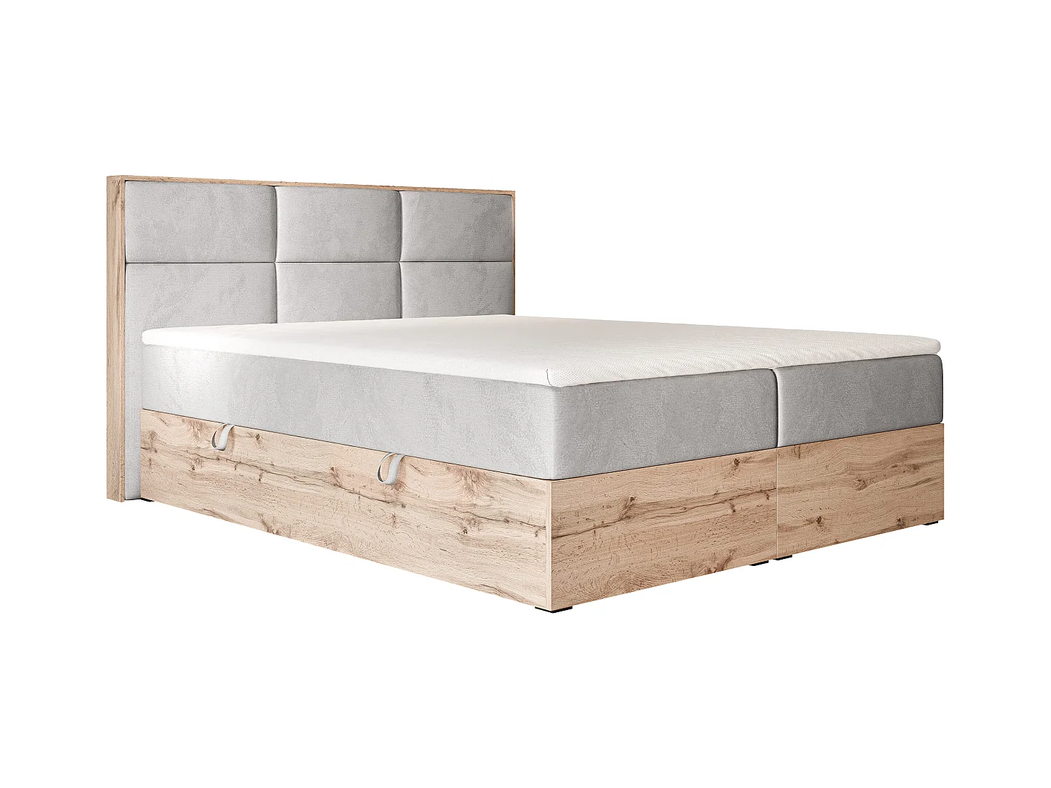 Lit continental rembourré avec surmatelas, gris - 180x200 - LAVIO