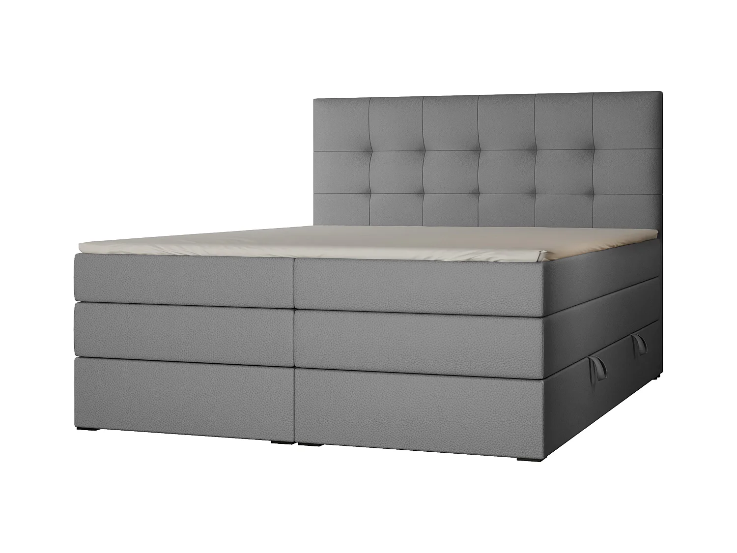 Lit continental rembourré avec surmatelas, gris  - 140x200 - AZARIO