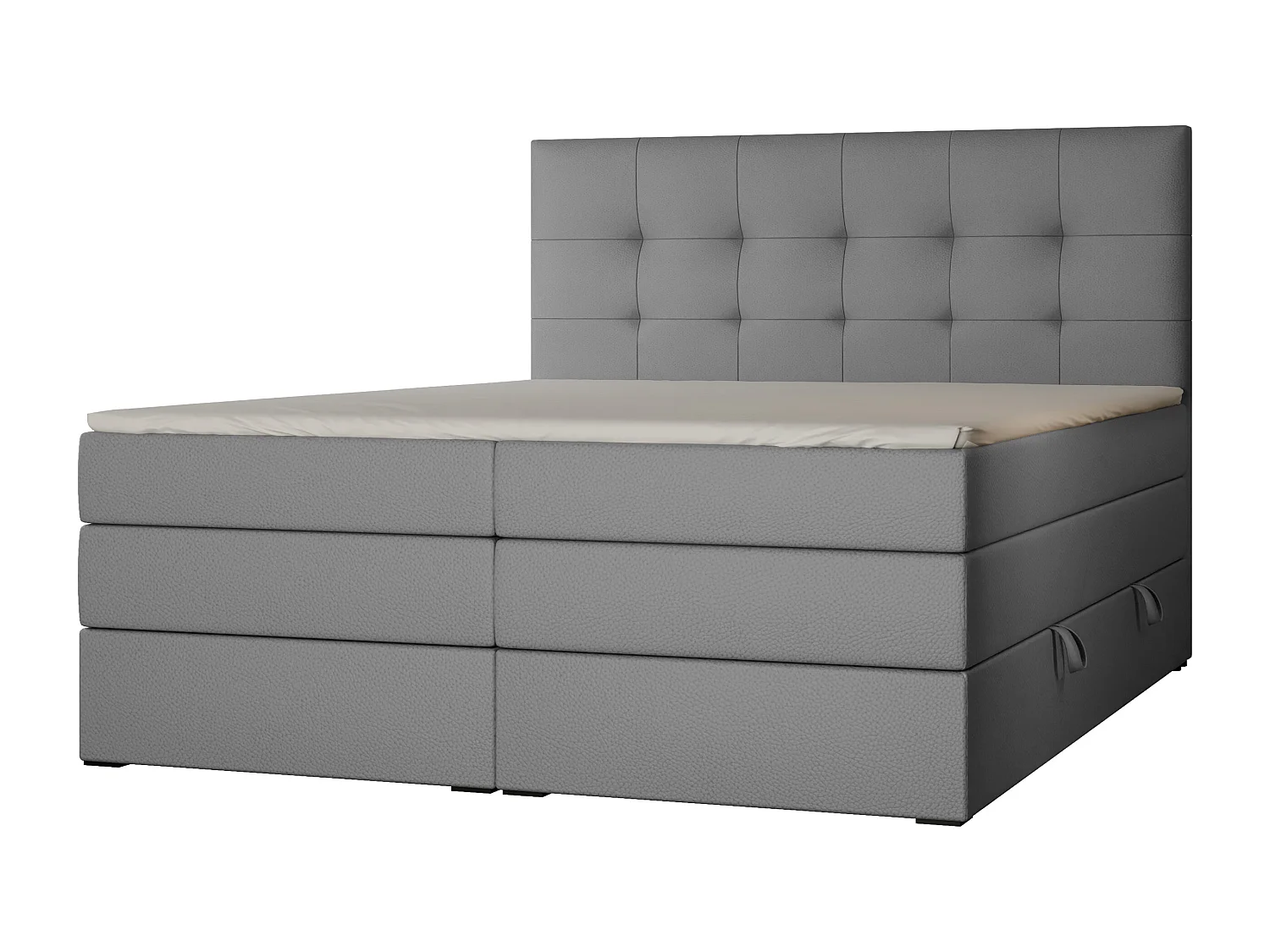 Lit continental rembourré avec surmatelas, gris  - 140x200 - AZARIO
