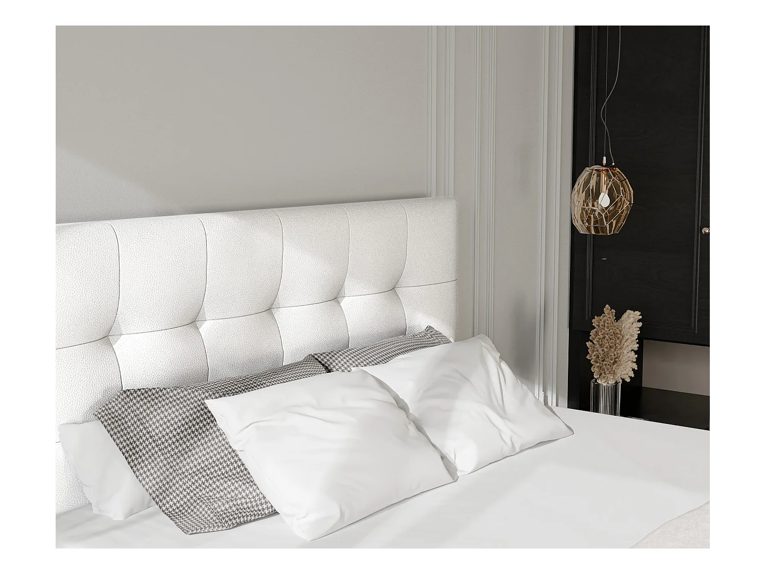 Lit continental rembourré avec surmatelas, blanc  - 160x200 - AZARIO