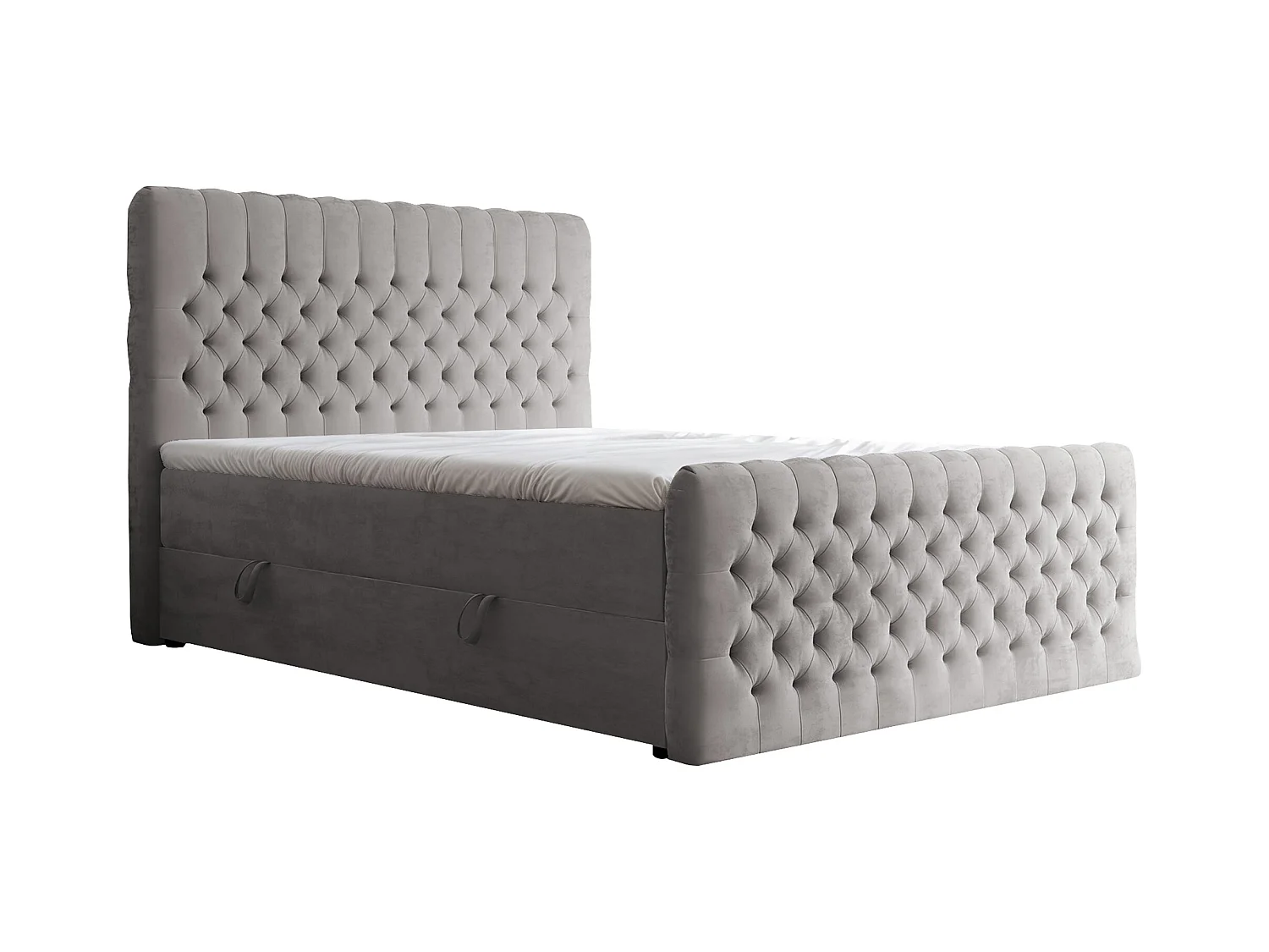 Lit continental rembourré avec matelas, gris - 200x200