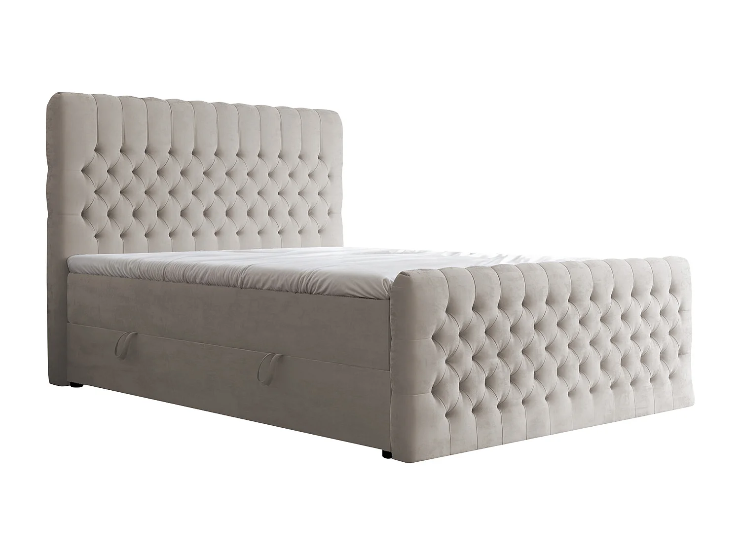 Lit continental rembourré avec matelas, beige - 120x200