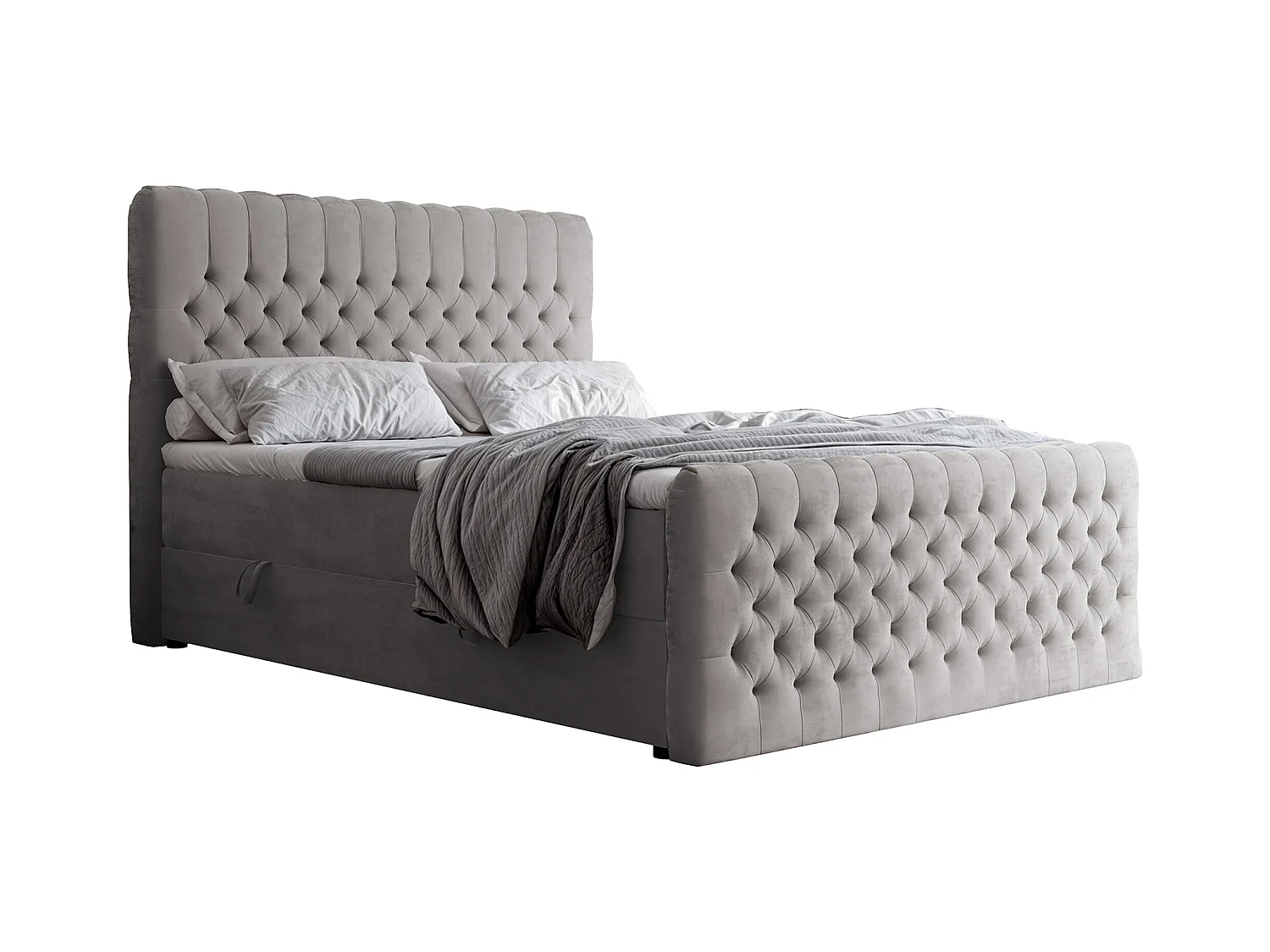 Lit continental rembourré avec matelas, gris - 180x200