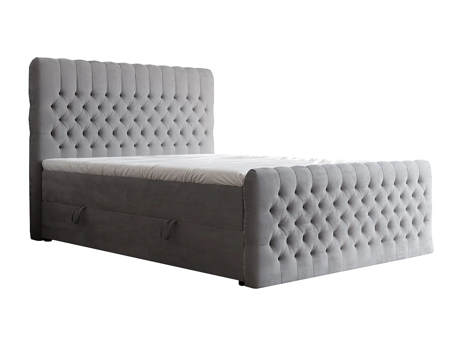 Lit continental rembourré avec matelas, gris clair - 160x200