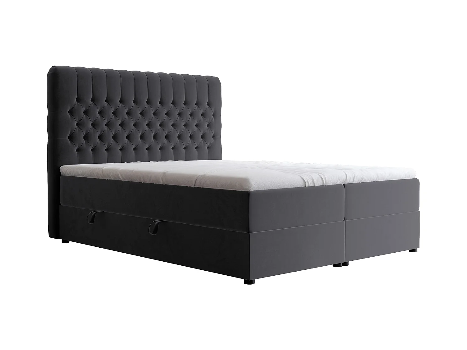 Lit continental rembourré avec matelas, gris anthracite - 180x200