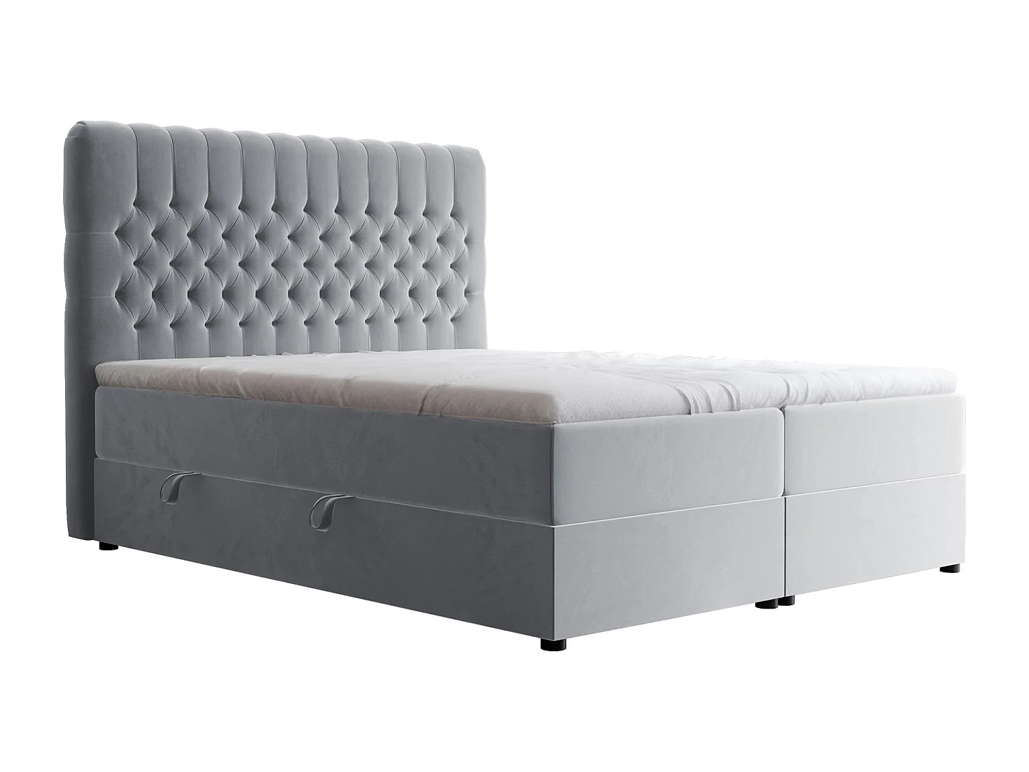 Lit continental rembourré avec matelas, gris - 140x200