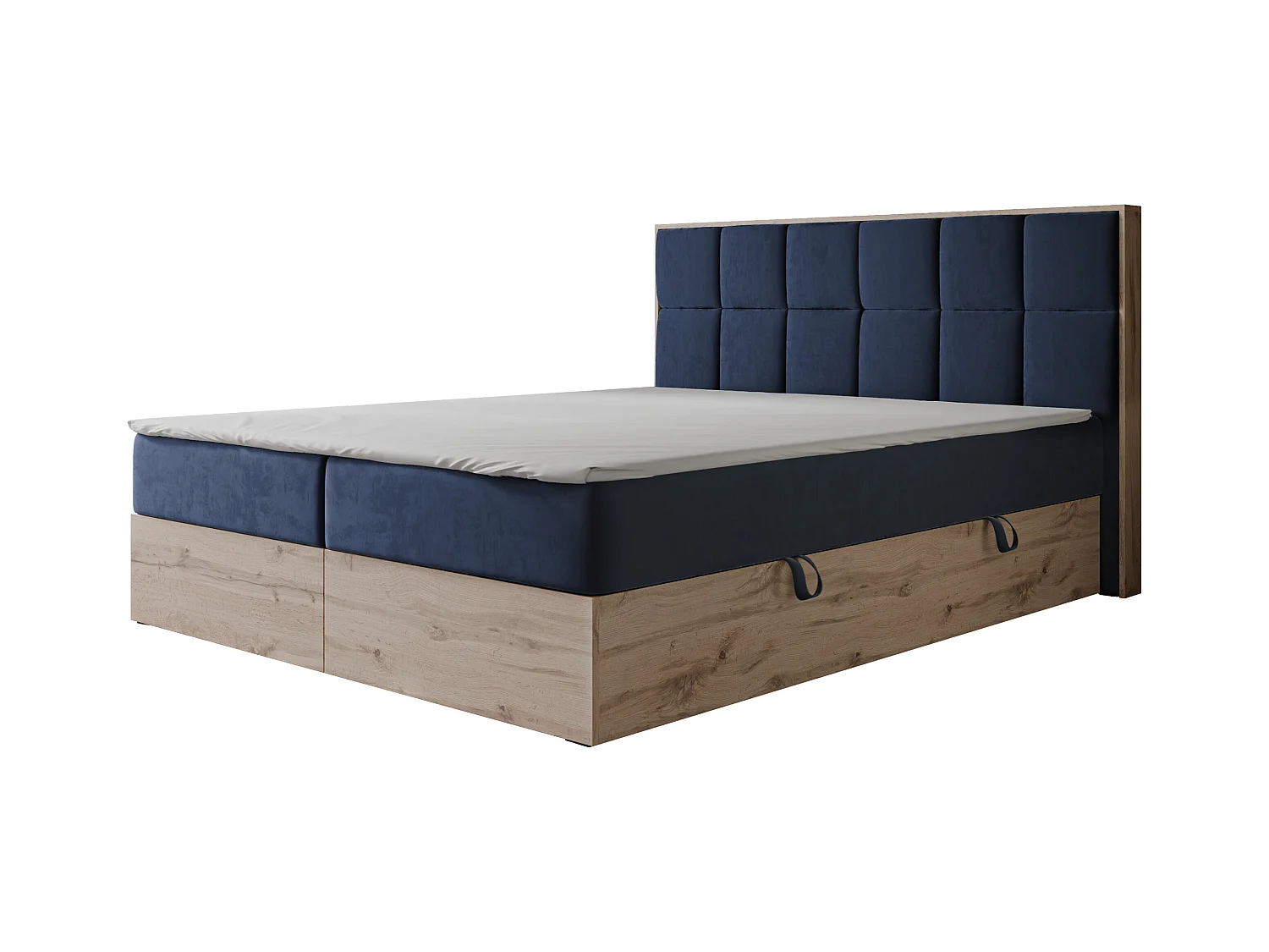 Lit continental rembourré avec surmatelas, bleu - 200x200 - LAVIO II