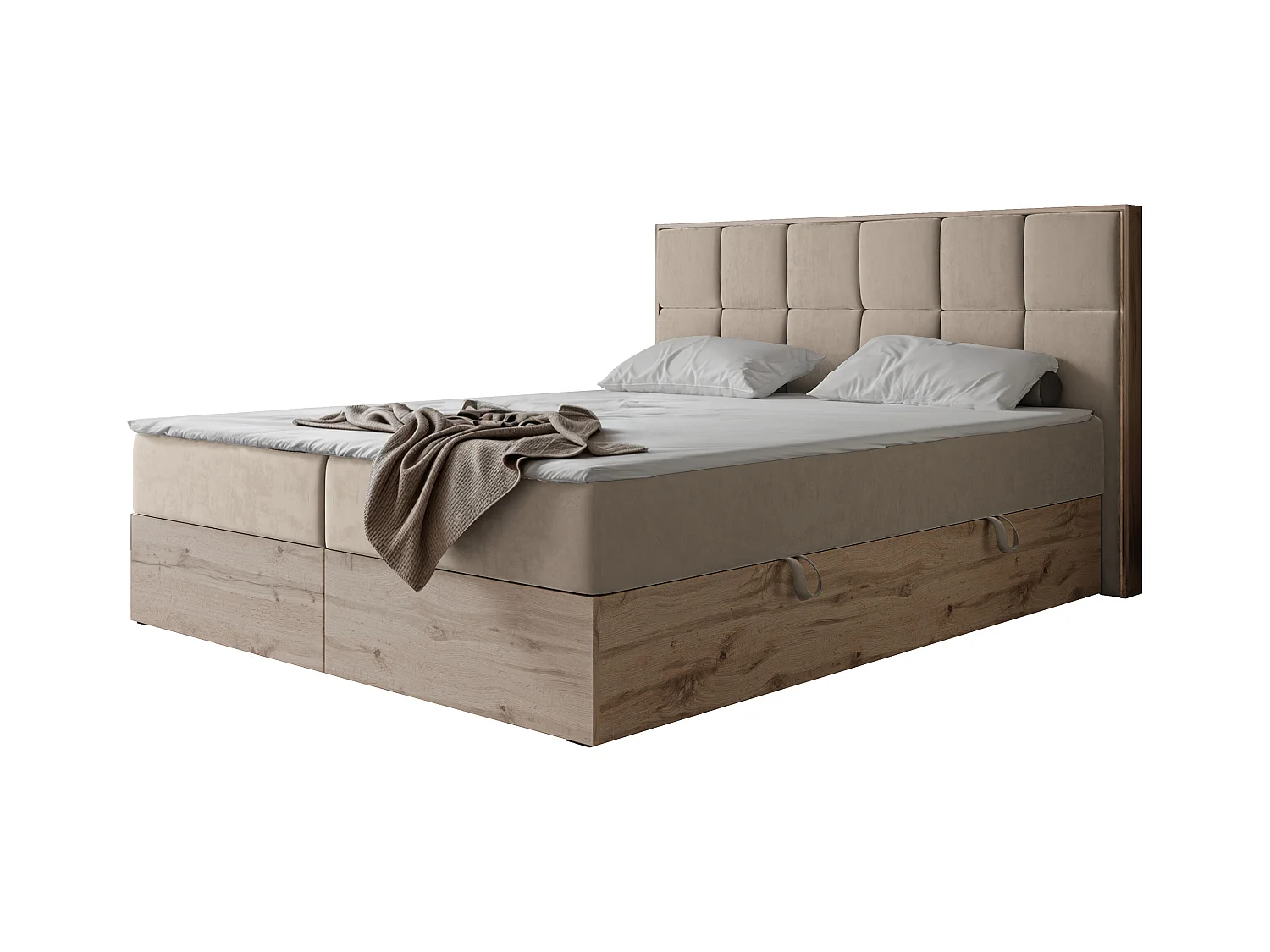 Lit continental rembourré avec surmatelas, crème - 180x200 - LAVIO II