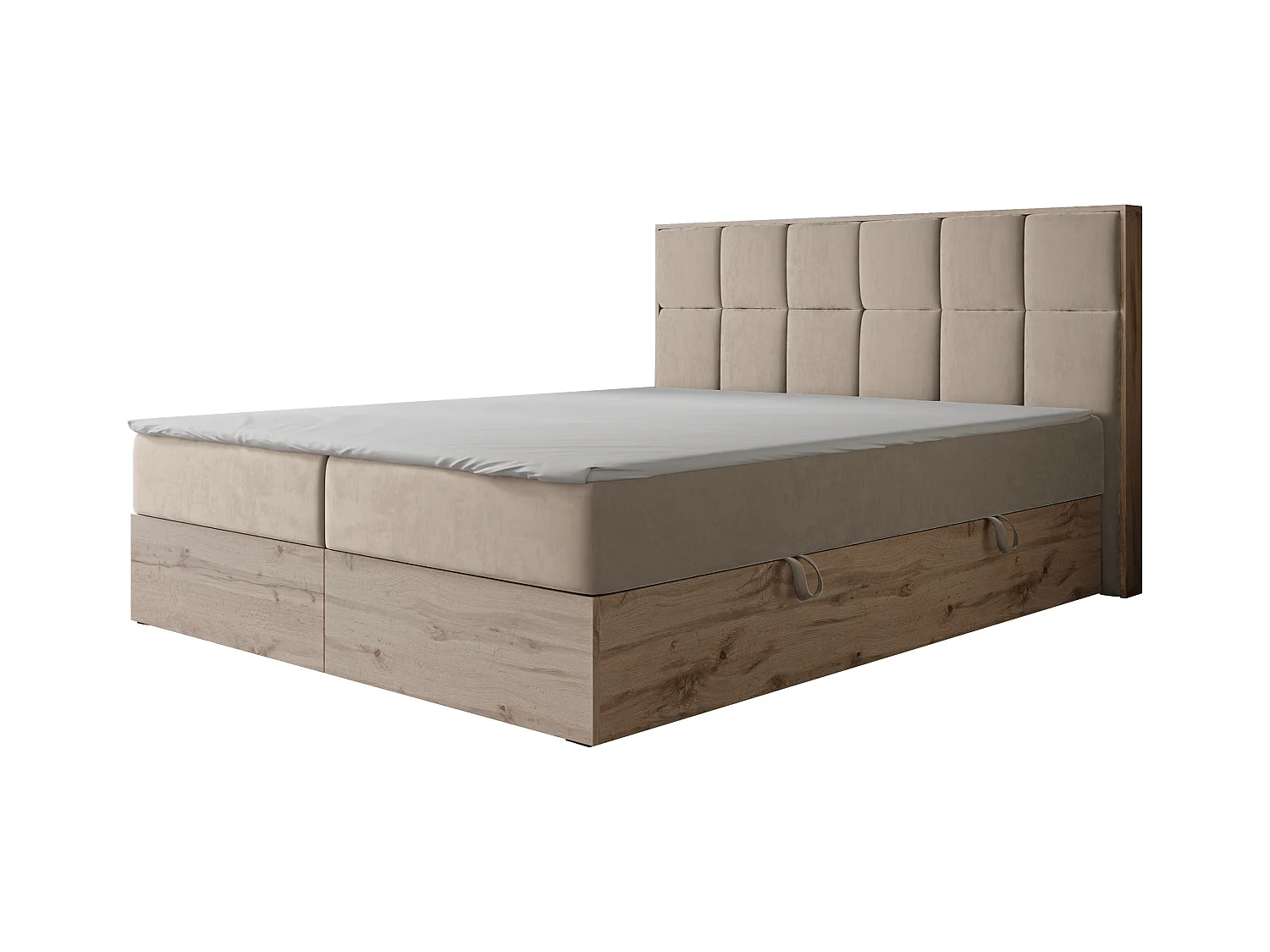 Lit continental rembourré avec surmatelas, crème - 180x200 - LAVIO II