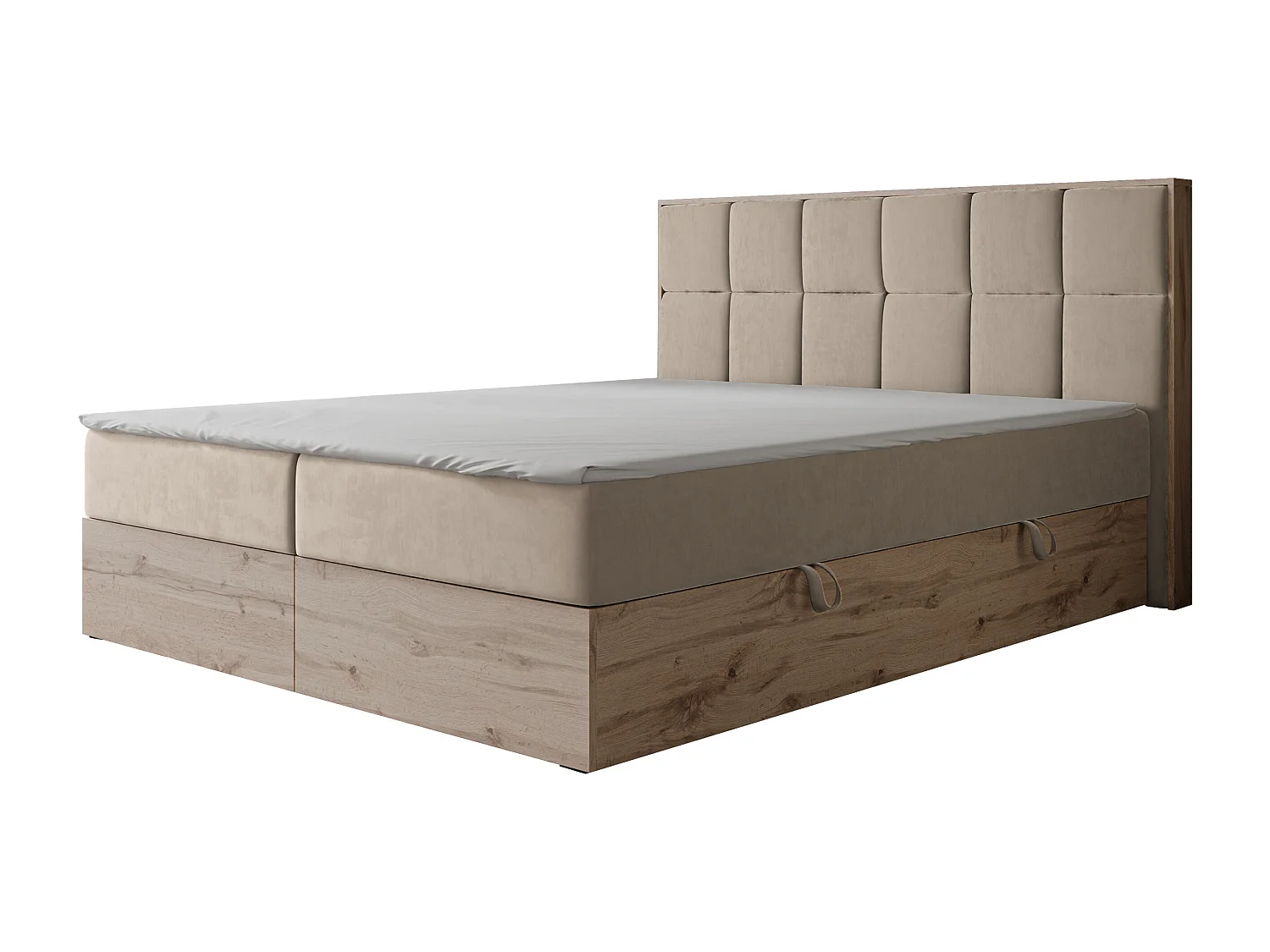 Lit continental rembourré avec surmatelas, crème - 180x200 - LAVIO II