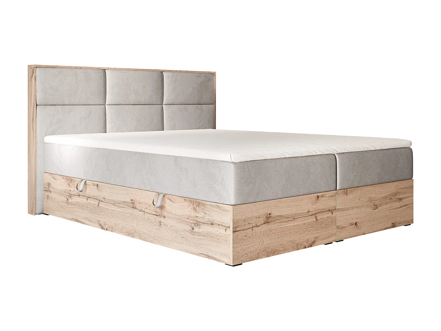 Lit continental rembourré avec surmatelas, gris clair - 140x200 - LAVIO