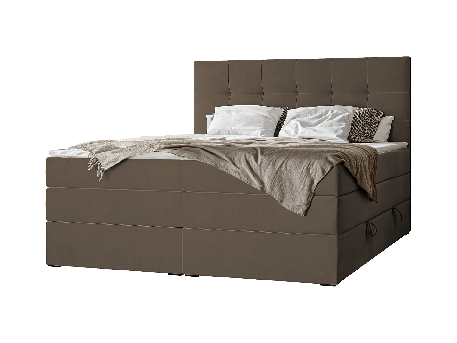 Lit continental rembourré avec surmatelas, marron - 120x200 - AZARIO