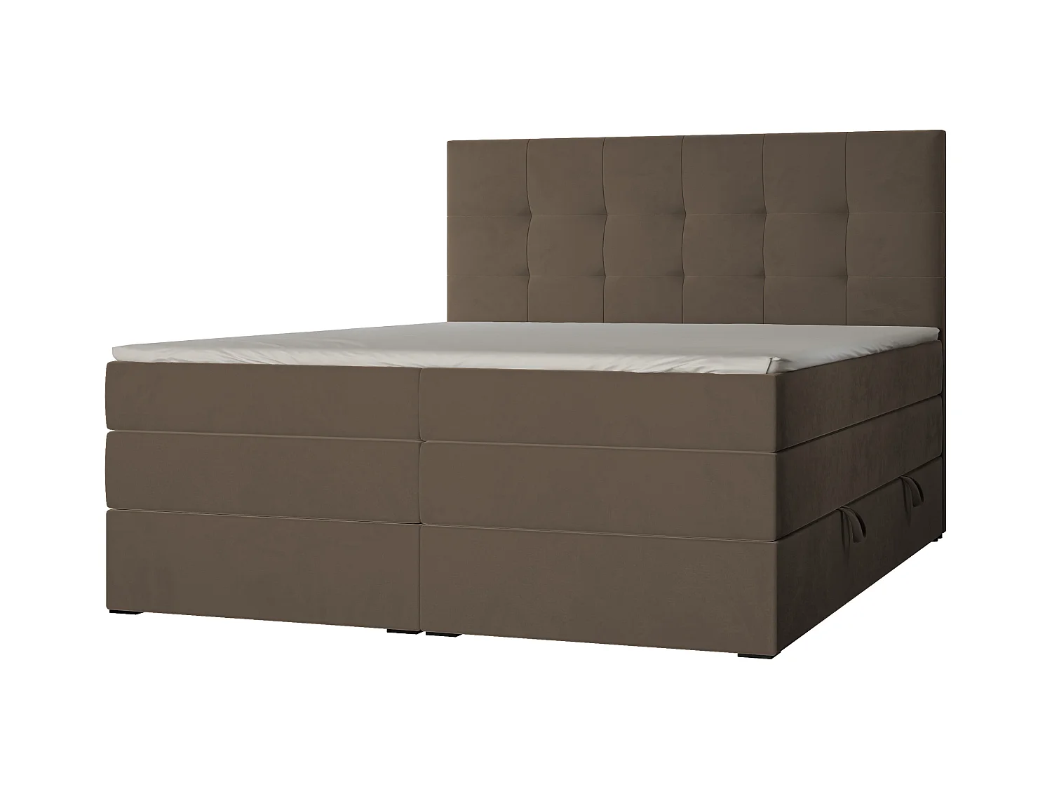 Lit continental rembourré avec surmatelas, marron - 120x200 - AZARIO