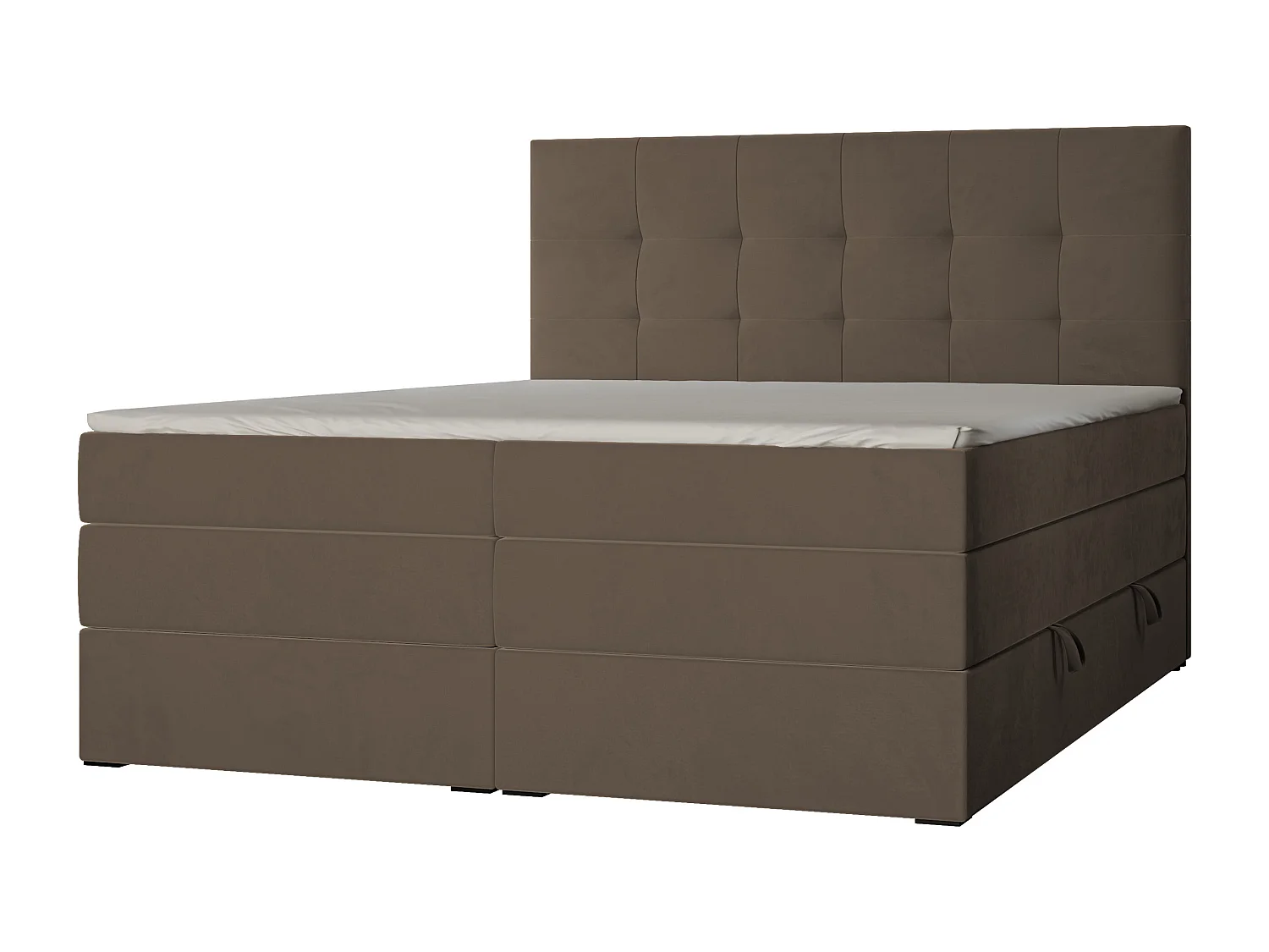 Lit continental rembourré avec surmatelas, marron - 120x200 - AZARIO