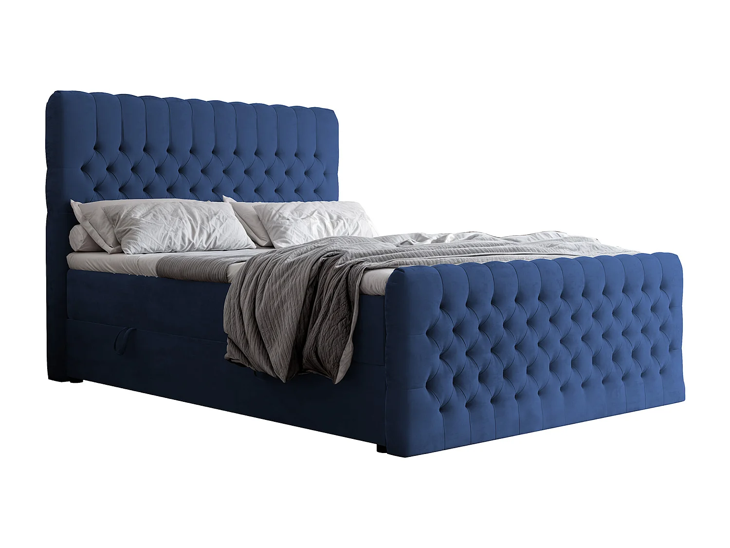 Lit continental rembourré avec matelas, bleu - 120x200