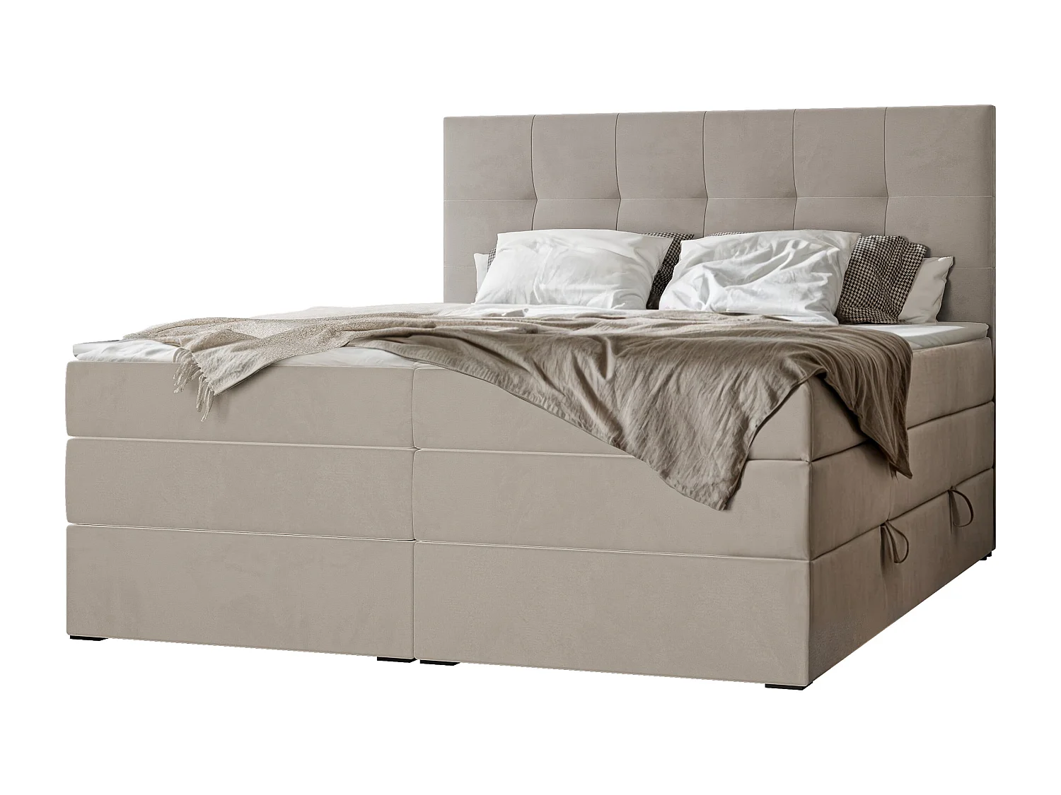 Lit continental rembourré avec surmatelas, beige - 140x200 - AZARIO
