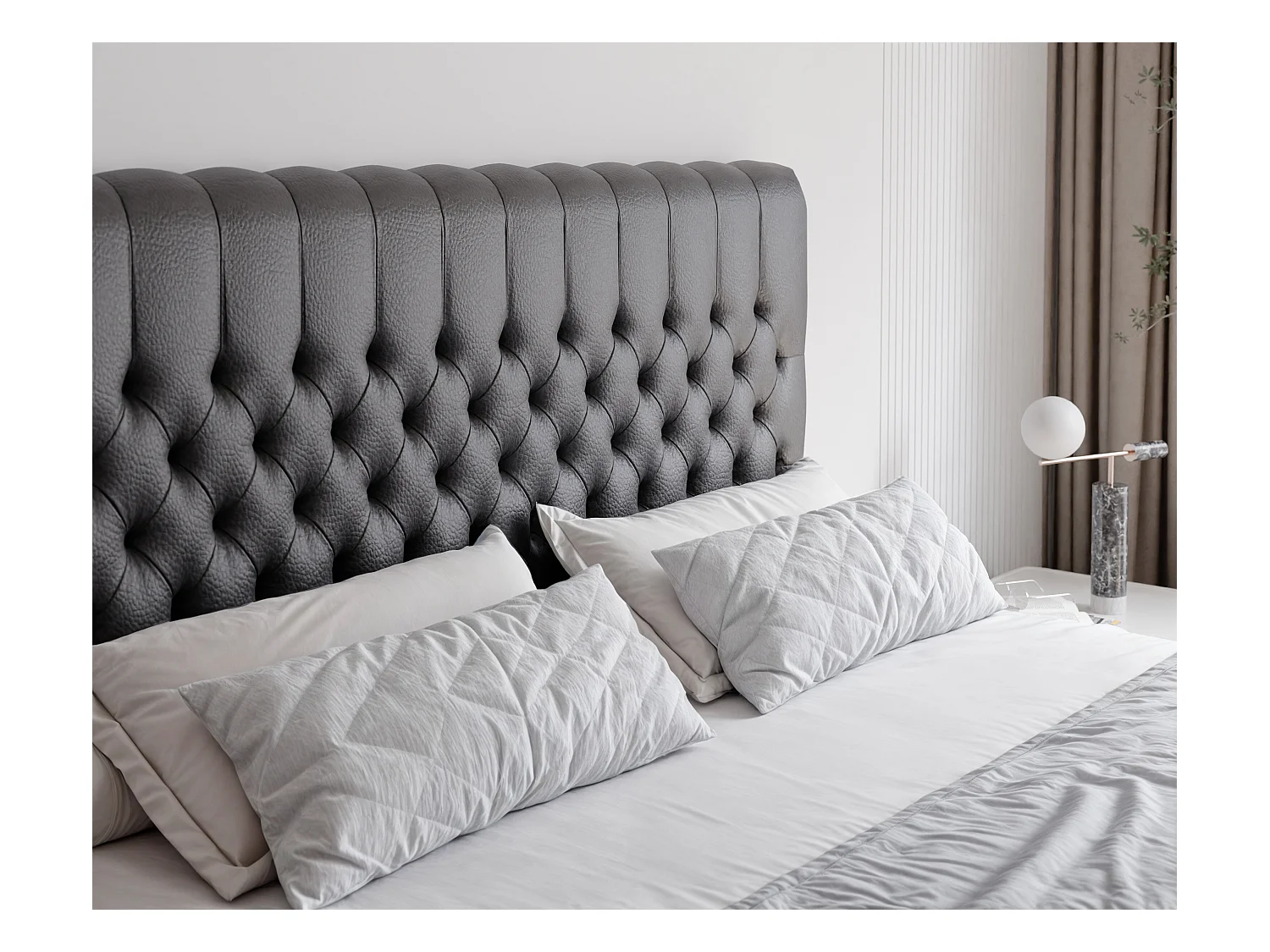 Lit continental rembourré avec matelas, noir  - 200x200